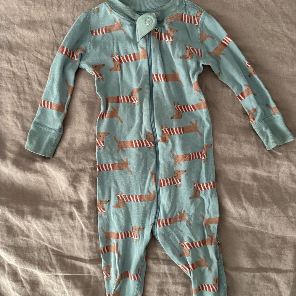 Hanna Andersson Blue One Piece with Dachshund Design